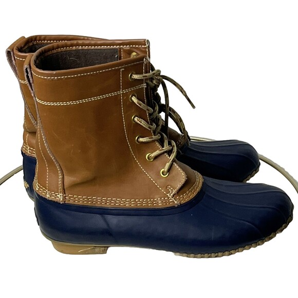 Khombu Boots Duck Waterproof Brown Leather Blue Rubber Insulated Letty Women‎ 9 - Picture 2 of 6
